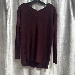 Lululemon Burgundy V Neck Sweater